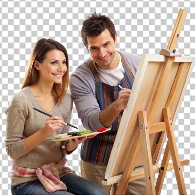 PSD couple s art class on transparent background