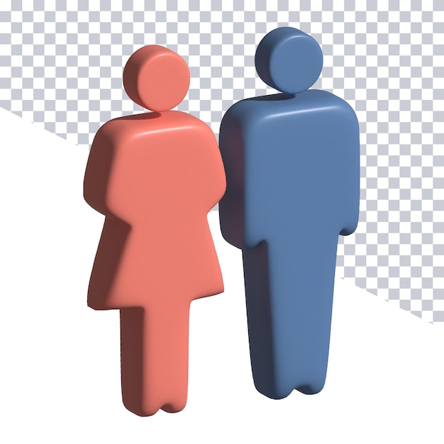 A couple standing next to each other, one of which is red and blue.