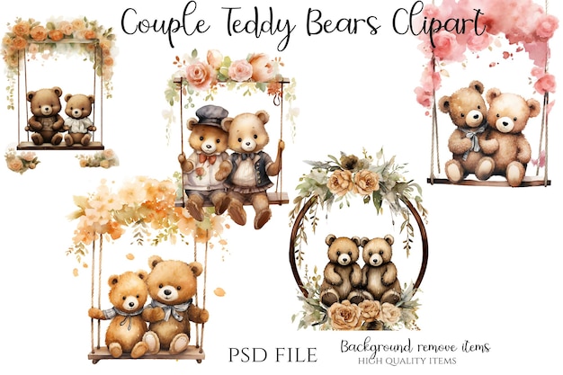 Couple teddy bear psd