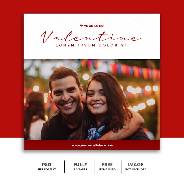 PSD coppia valentine banner social media post instagram red