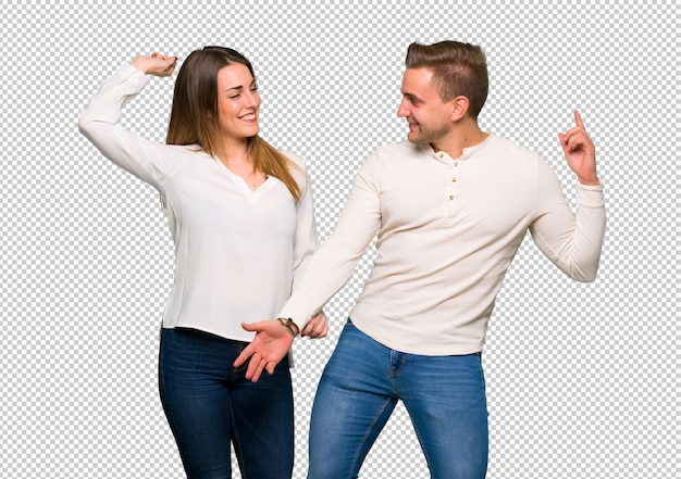 PSD couple in valentine day enjoy dancing while listening to music at a party