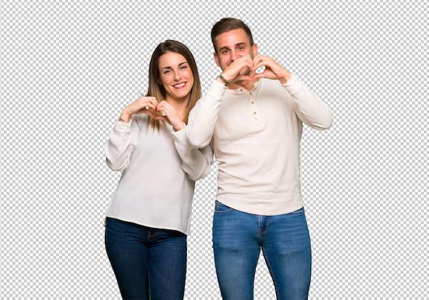 PSD couple in valentine day making heart symbol by hands