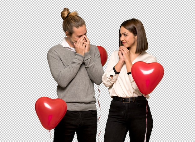 Couple in valentine day smiling a lot