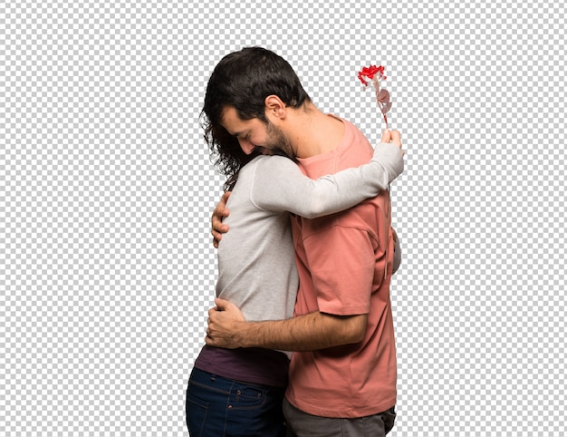 PSD couple in valentine day with flowers