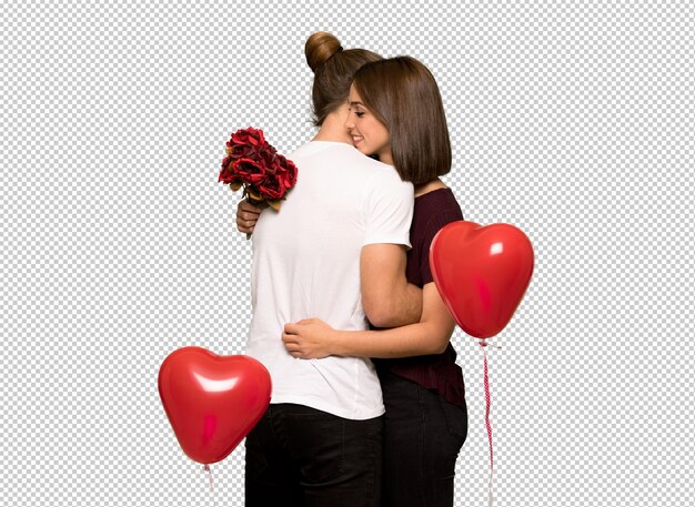 Couple in valentine day with flowers