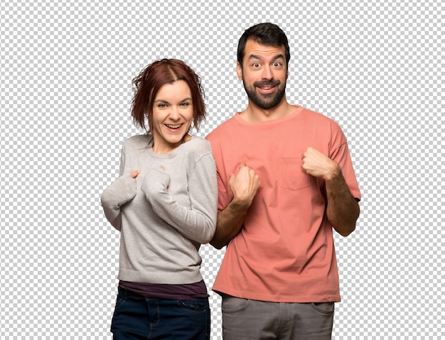couple in valentine day with surprise facial expression
