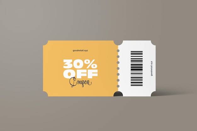 Vista frontale del mockup del coupon