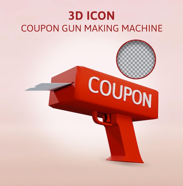 coupon pistool maken machine 3D-rendering illustratie