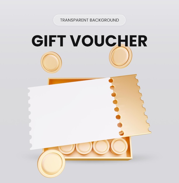 PSD coupon voucher speciale illustrazione di rendering 3d