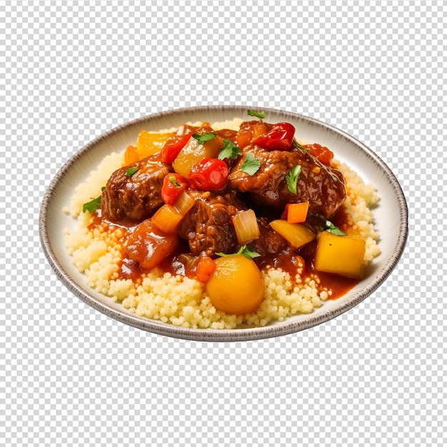 couscous met zoetzure tomatensaus op transparant