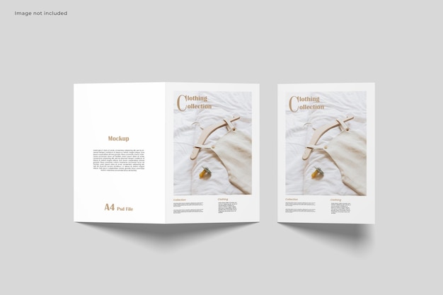 PSD cover a4 bifold brochure mockup