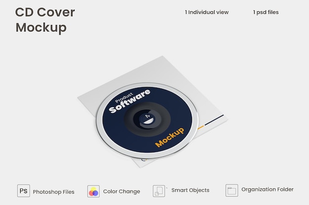 カバーとコンパクトディスクのモックアップ無料psd