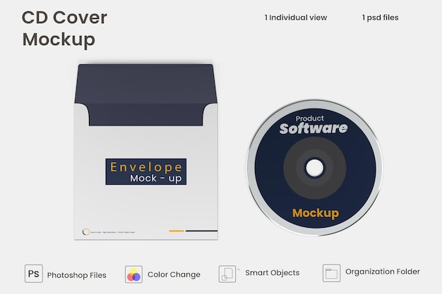 PSD cover en compact disc mockup gratis psd
