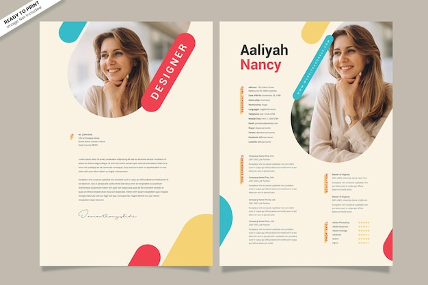 PSD cover letter and resume template