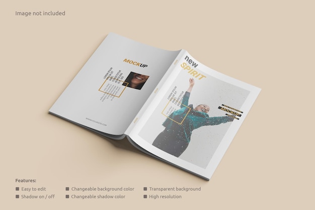 Cover magazine mockup perspective view