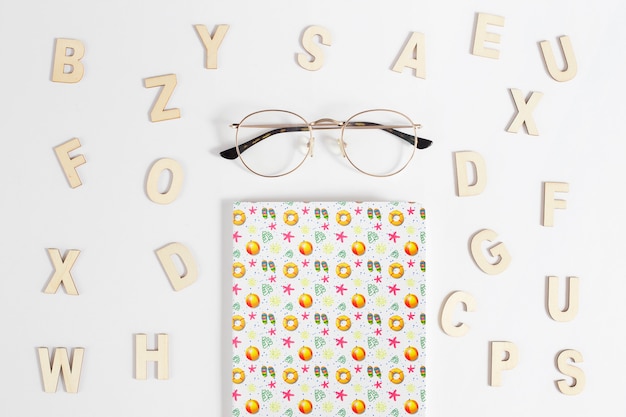 Cover mockup with alphabet