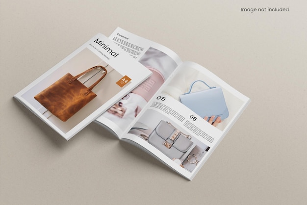 Cover and open magazine mockup