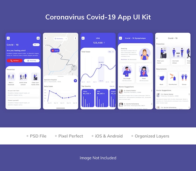 Kit interfaccia utente dell'app covid 19