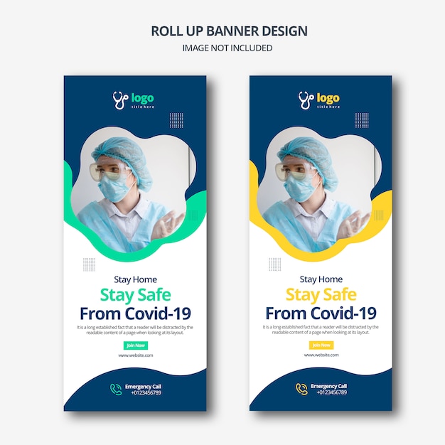 PSD covid -19 design roll up banner