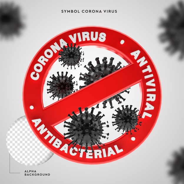 PSD covid-19 symbol corona virus 3d antiviral