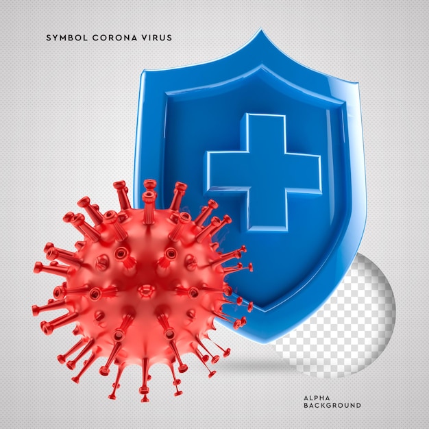 Protezione 3d del virus corona simbolo covid-19