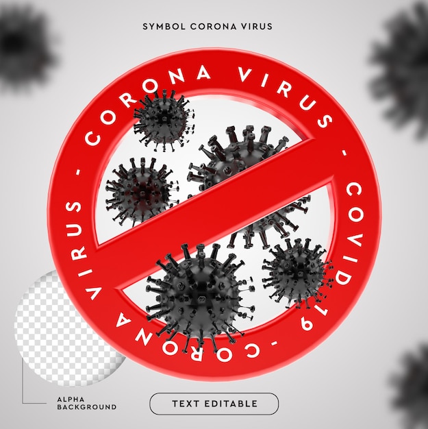 Covid-19 symbol corona virus 3d