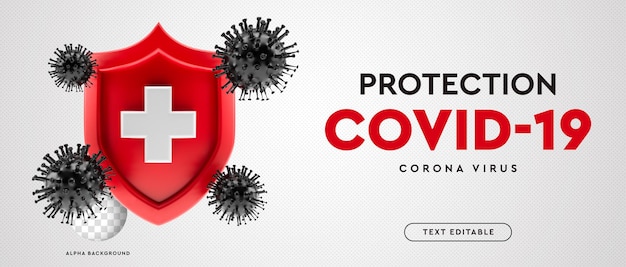 Covid-19 symbool coronavirus 3D-bannerbescherming