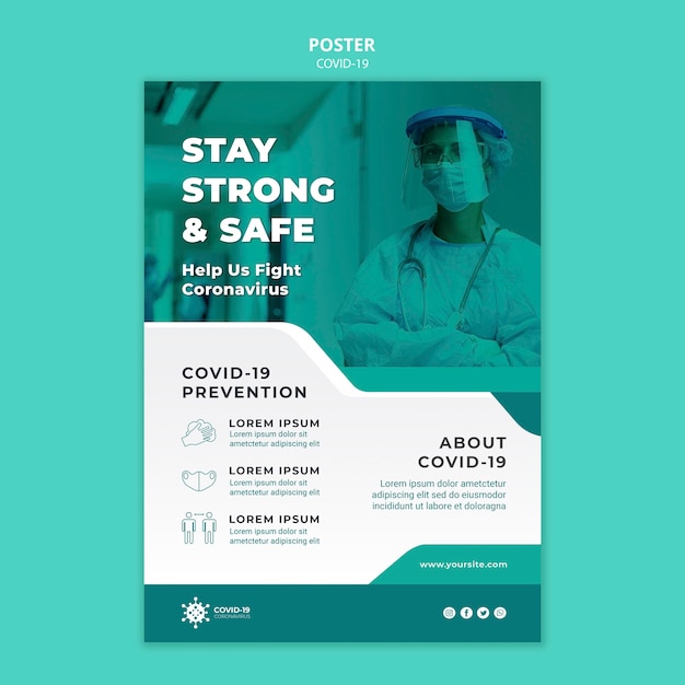 PSD covid19 preventie poster sjabloon