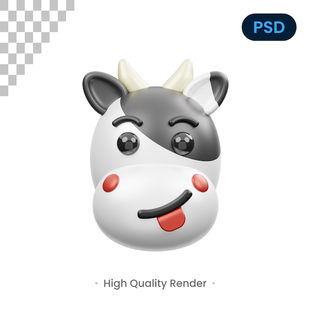 Cow 3D Render Illustration Premium Psd