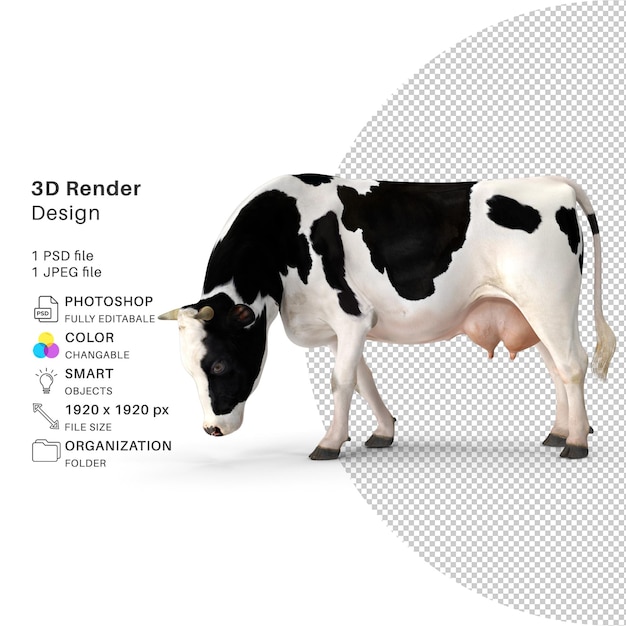 PSD cow 3d render model