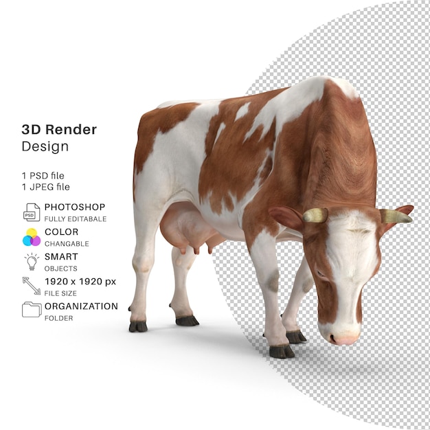 Cow 3d render model