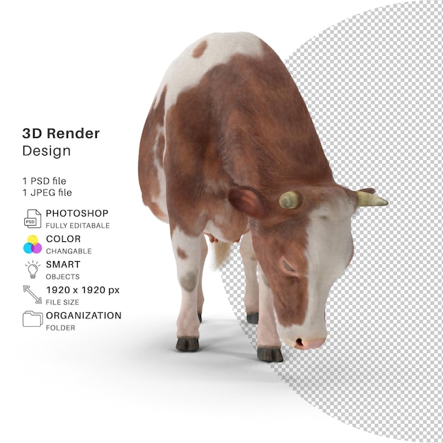 PSD cow 3d render model