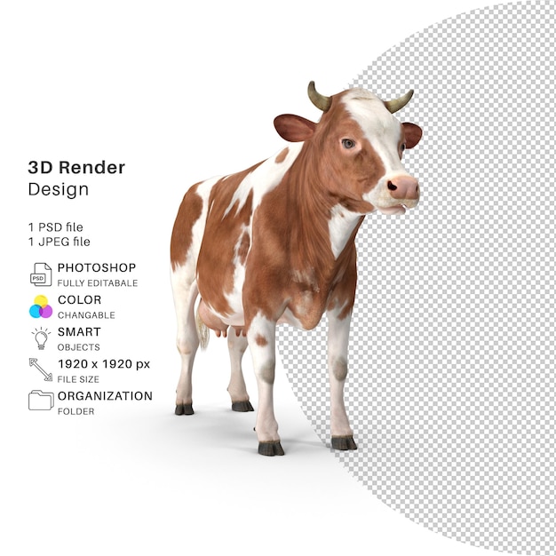 PSD cow 3d render model