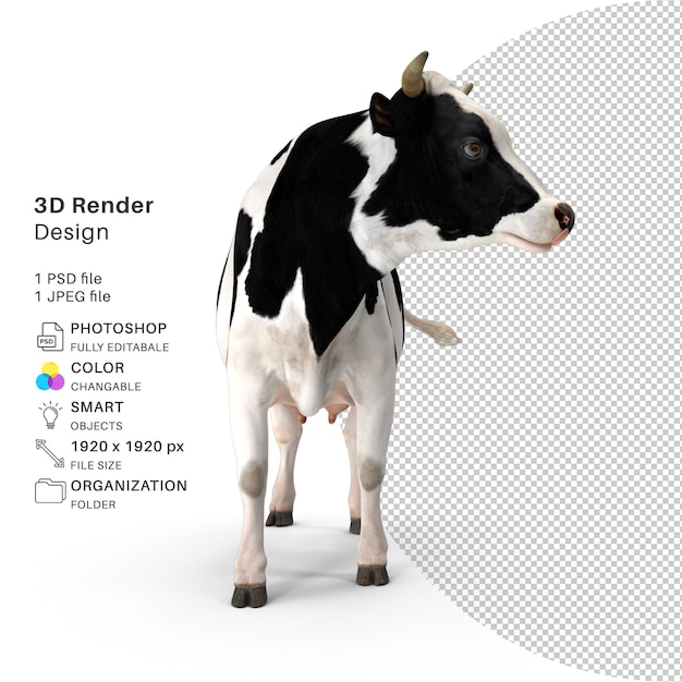 Cow 3d rendered psd