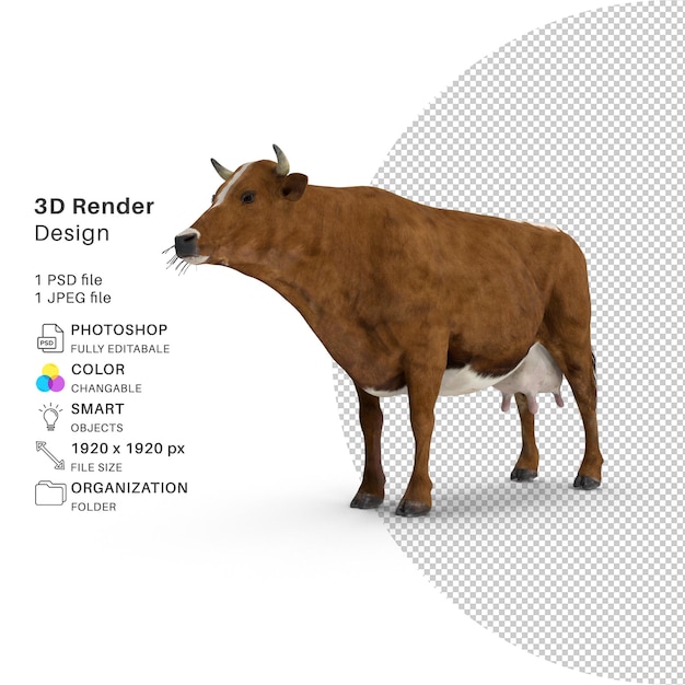 PSD cow 3d rendered psd