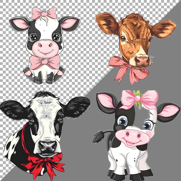 PSD cow bow buffalo sticker stijl op doorzichtige achtergrond ai gegenereerd