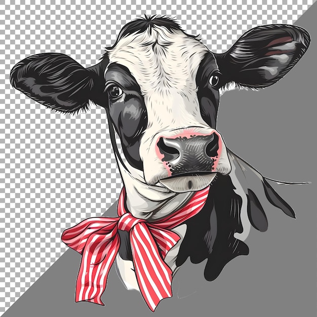 PSD cow bow buffalo sticker stijl op doorzichtige achtergrond ai gegenereerd