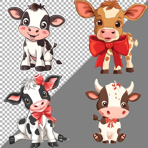 PSD cow bow buffalo sticker stijl op doorzichtige achtergrond ai gegenereerd