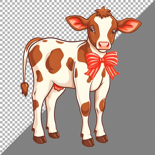 PSD cow bow buffalo sticker stijl op doorzichtige achtergrond ai gegenereerd