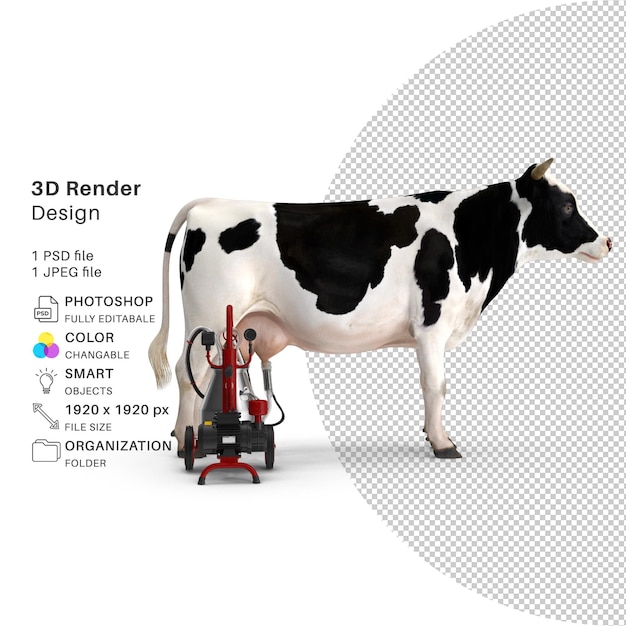 Cow farming milk 3d render model