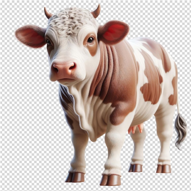 PSD a cow is standing in front of a paper with a brown and white cow on it