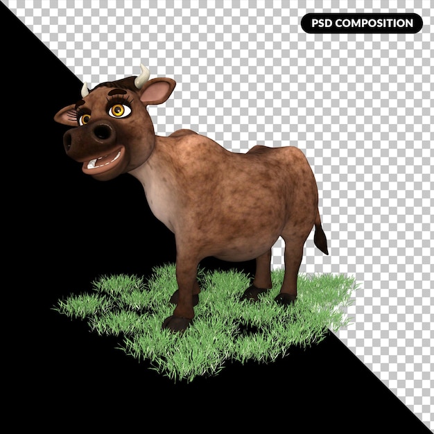 PSD mucca isolata rendering 3d