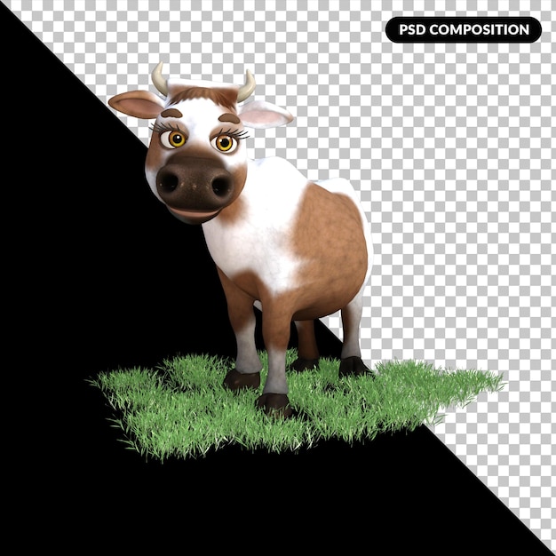 PSD mucca isolata rendering 3d