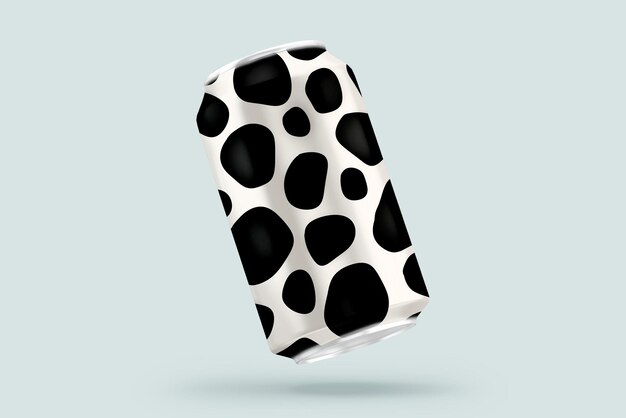cow print soda can mockup psd file