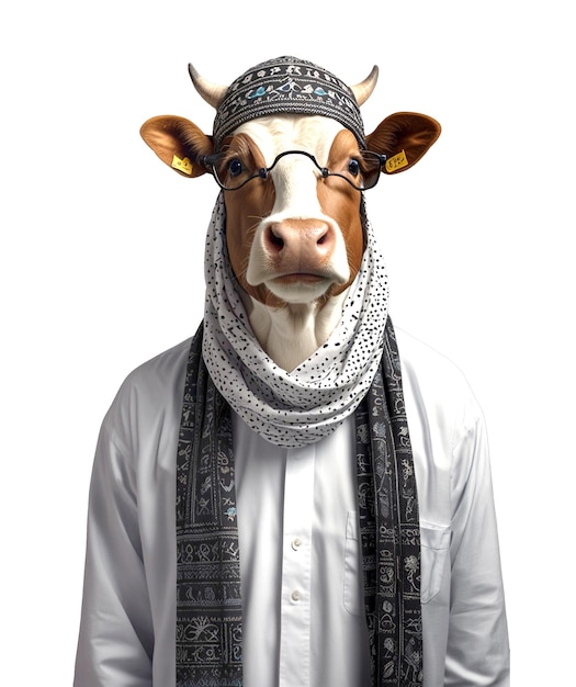 PSD una mucca che indossa un costume arabo con una mucca sulla faccia