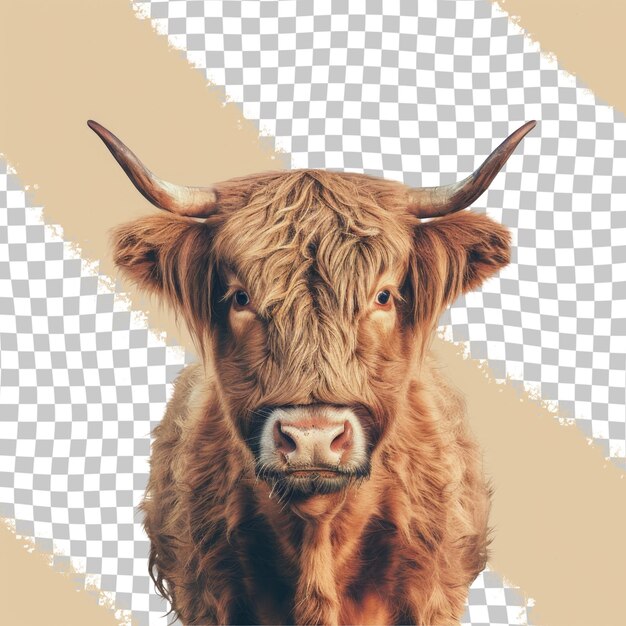 A cow with horns on its head and the other one behind it