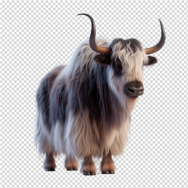 PSD a cow with a long horns is shown with a cow on its head