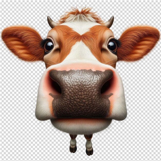 PSD a cow with a nose that says cow on it