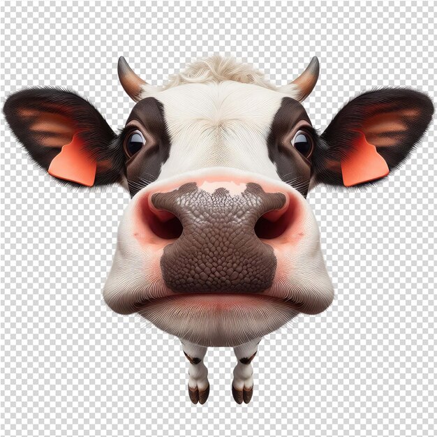 PSD a cow with a pink nose and a black nose and a pink nose