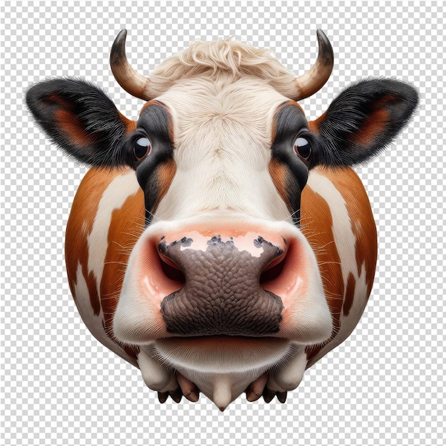 PSD a cow with a pink nose and a brown nose